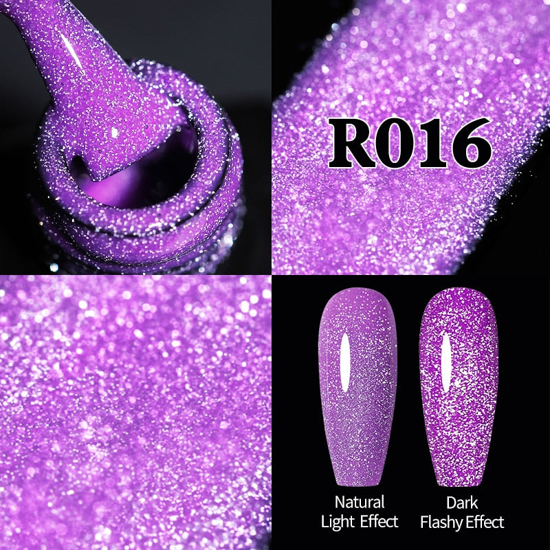 Sparkling Gel Nail Polish Reflective Glitter Semi Permanent Need Base Top Coat 7.5ml