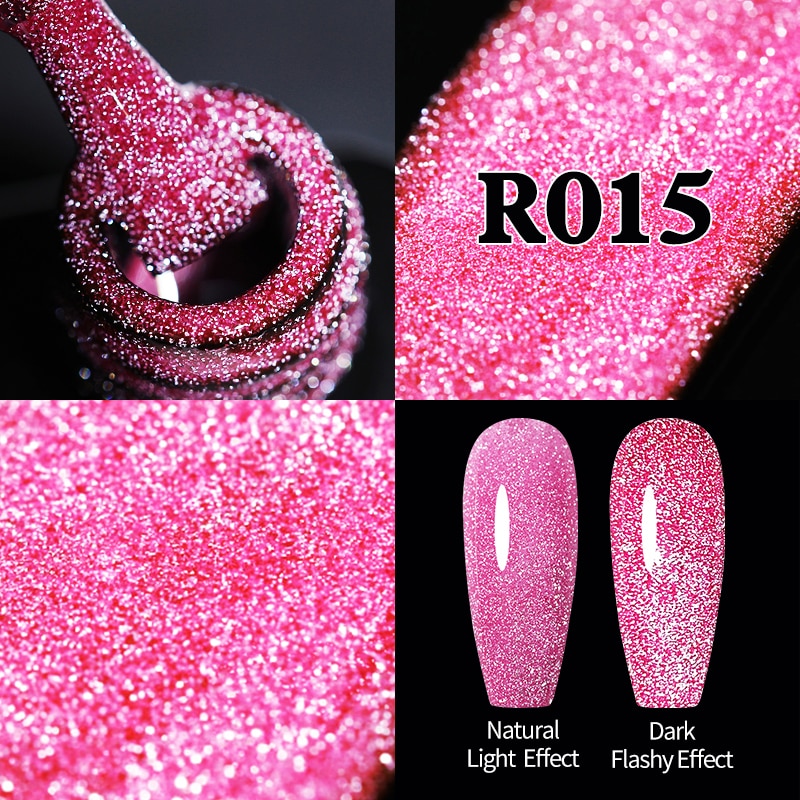 Sparkling Gel Nail Polish Reflective Glitter Semi Permanent Need Base Top Coat 7.5ml