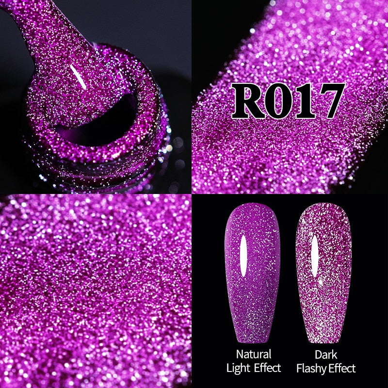 Sparkling Gel Nail Polish Reflective Glitter Semi Permanent Need Base Top Coat 7.5ml