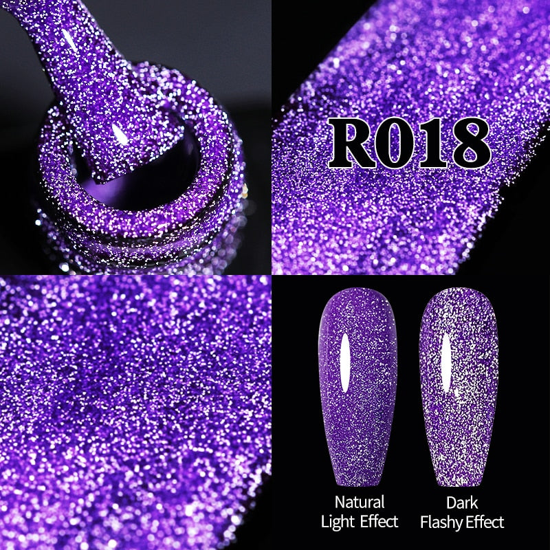 Sparkling Gel Nail Polish Reflective Glitter Semi Permanent Need Base Top Coat 7.5ml