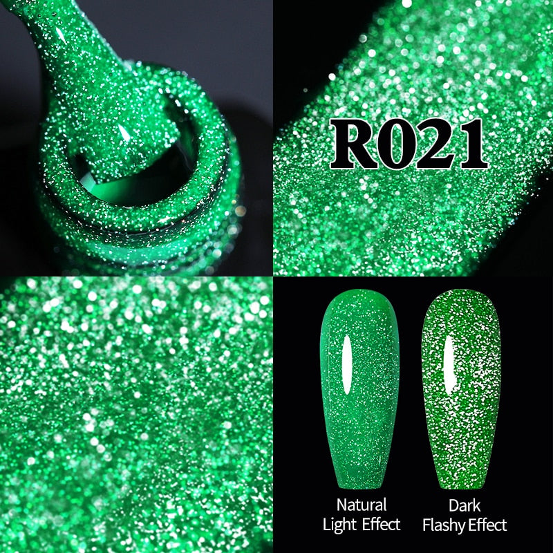 Sparkling Gel Nail Polish Reflective Glitter Semi Permanent Need Base Top Coat 7.5ml