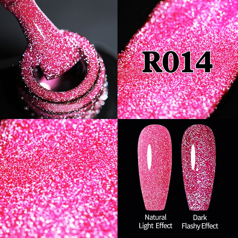 Sparkling Gel Nail Polish Reflective Glitter Semi Permanent Need Base Top Coat 7.5ml