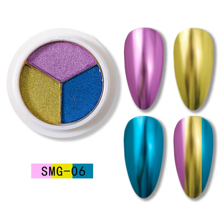 6 Colors Holographics Laser Aurora Solid Mirror Nail Glitter Powder
