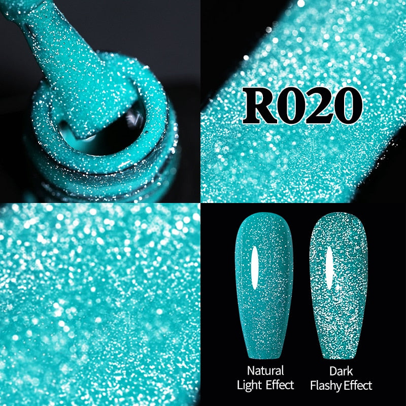 Sparkling Gel Nail Polish Reflective Glitter Semi Permanent Need Base Top Coat 7.5ml
