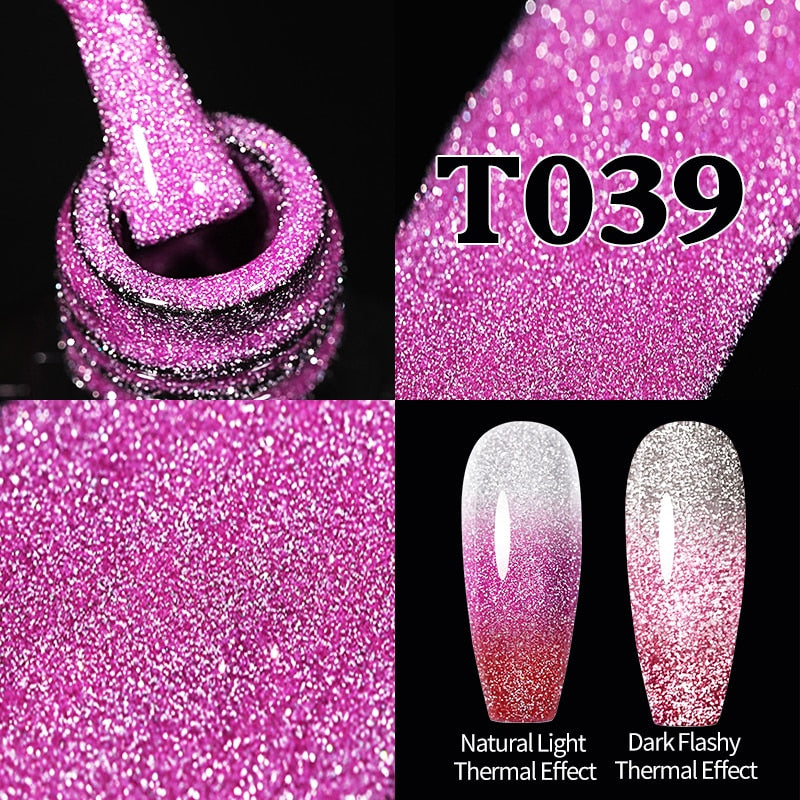 Sparkling Gel Nail Polish Reflective Glitter Semi Permanent Need Base Top Coat 7.5ml