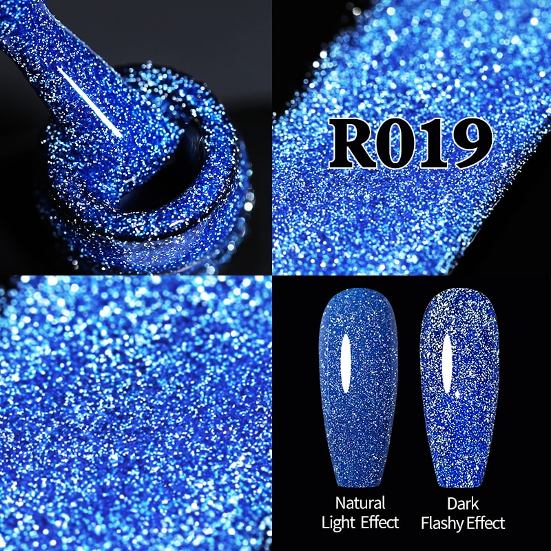 Sparkling Gel Nail Polish Reflective Glitter Semi Permanent Need Base Top Coat 7.5ml