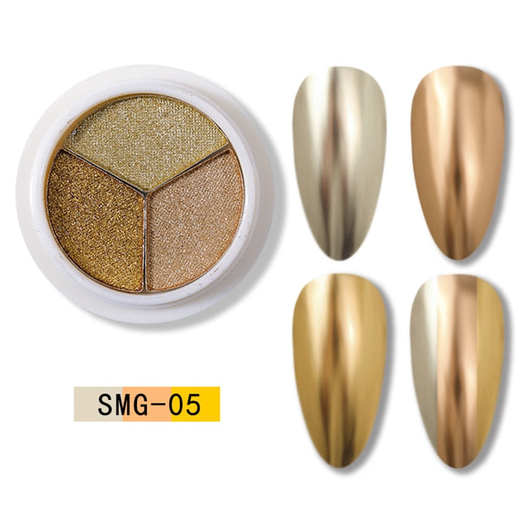 6 Colors Holographics Laser Aurora Solid Mirror Nail Glitter Powder