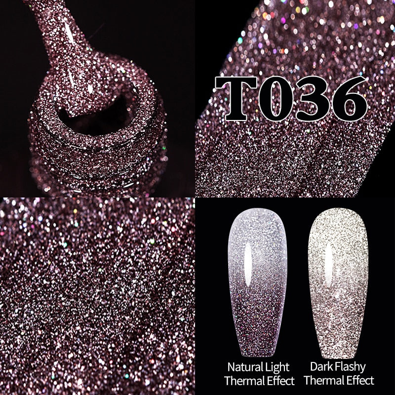 Sparkling Gel Nail Polish Reflective Glitter Semi Permanent Need Base Top Coat 7.5ml