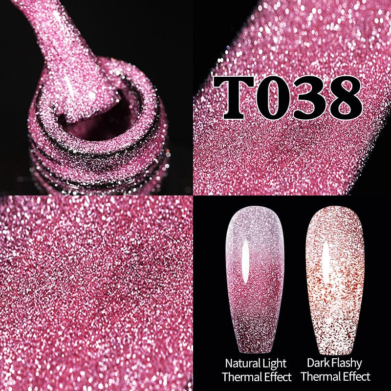 Sparkling Gel Nail Polish Reflective Glitter Semi Permanent Need Base Top Coat 7.5ml