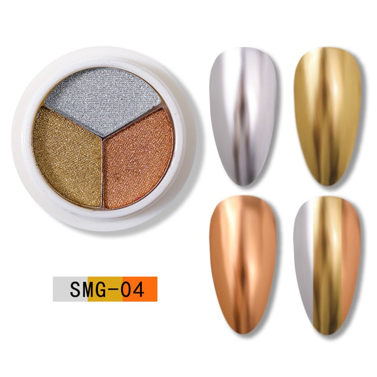 6 Colors Holographics Laser Aurora Solid Mirror Nail Glitter Powder