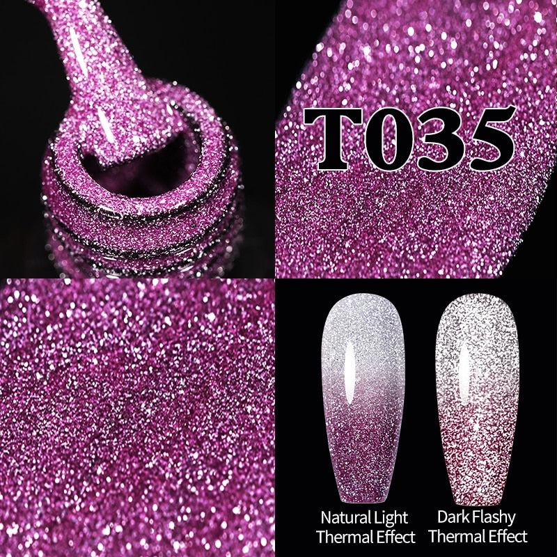 Sparkling Gel Nail Polish Reflective Glitter Semi Permanent Need Base Top Coat 7.5ml