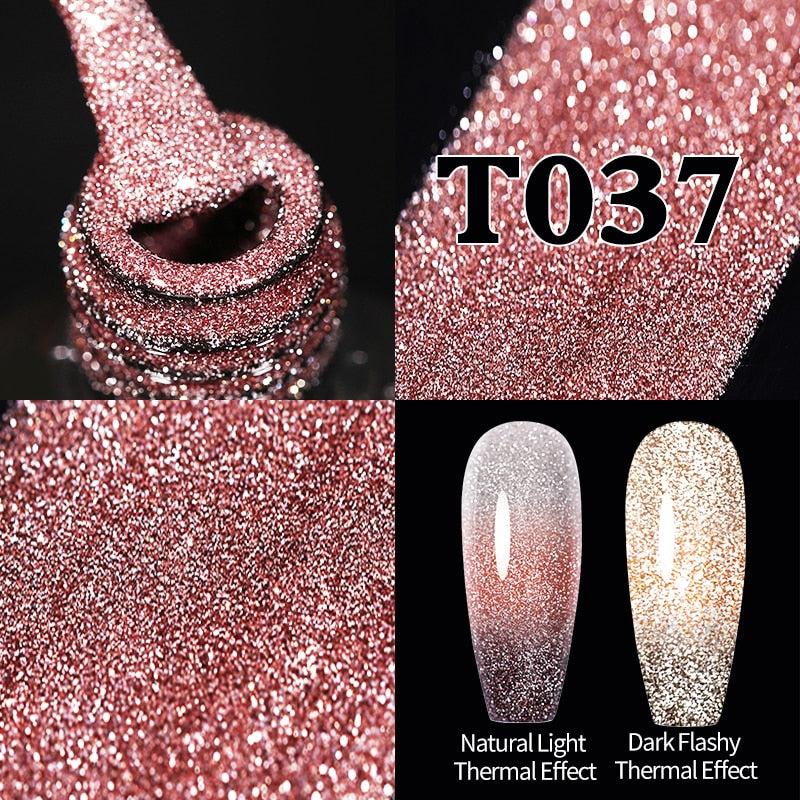 Sparkling Gel Nail Polish Reflective Glitter Semi Permanent Need Base Top Coat 7.5ml