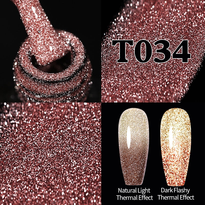Sparkling Gel Nail Polish Reflective Glitter Semi Permanent Need Base Top Coat 7.5ml