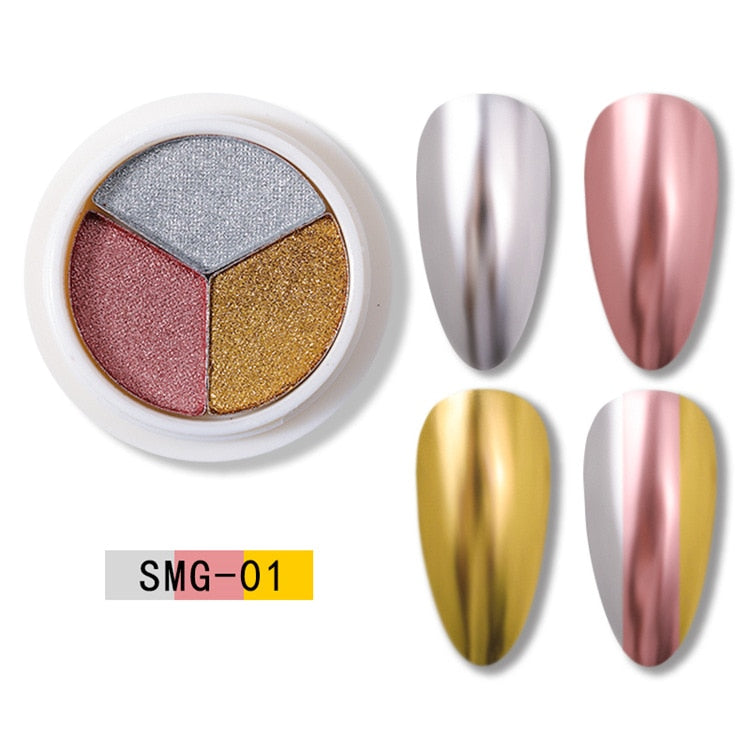 6 Colors Holographics Laser Aurora Solid Mirror Nail Glitter Powder
