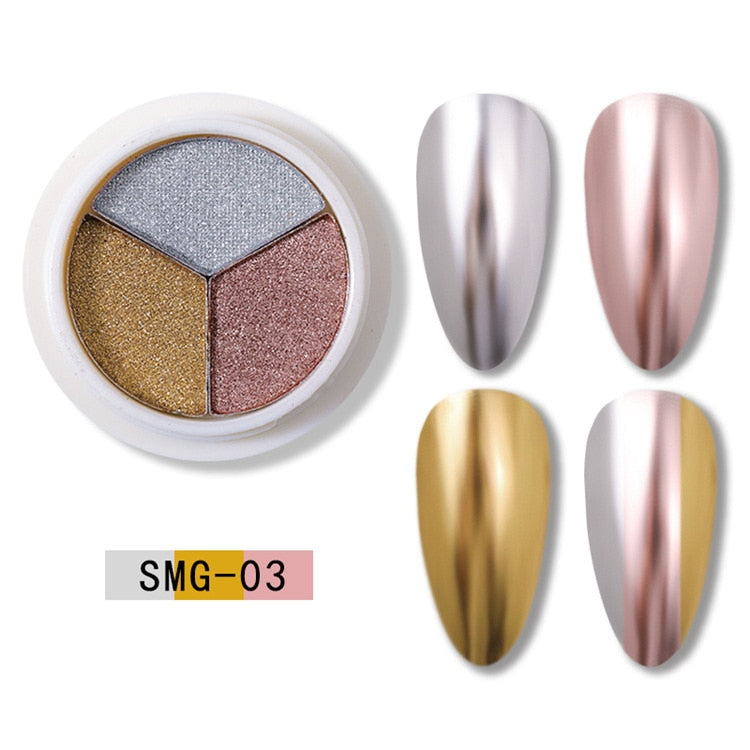 6 Colors Holographics Laser Aurora Solid Mirror Nail Glitter Powder