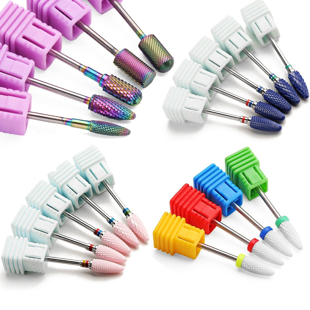 29 Types Nail Drill Bits For Electric Drill Manicure Machine Accessory Rainbow Tungsten Carbide Ceramic Milling Cutter Nail Files
