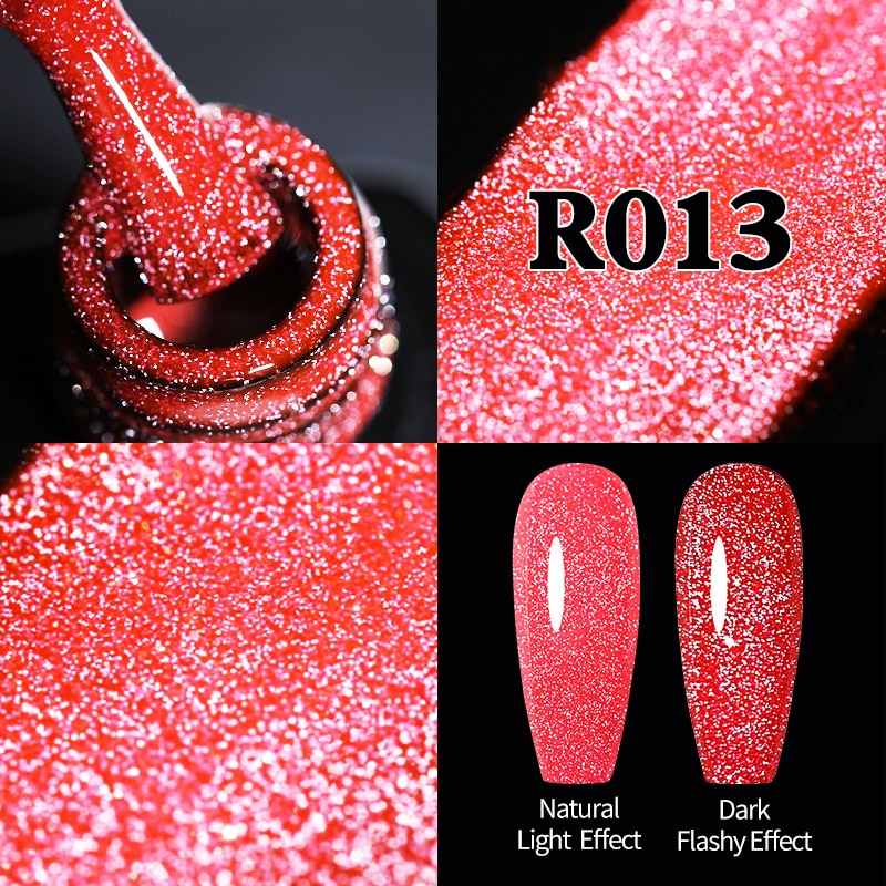 Sparkling Gel Nail Polish Reflective Glitter Semi Permanent Need Base Top Coat 7.5ml
