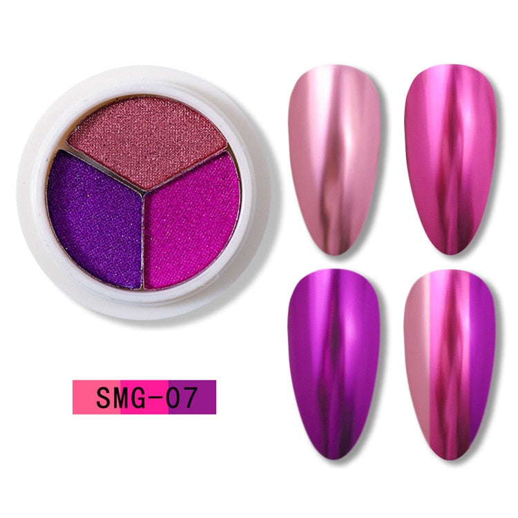 6 Colors Holographics Laser Aurora Solid Mirror Nail Glitter Powder