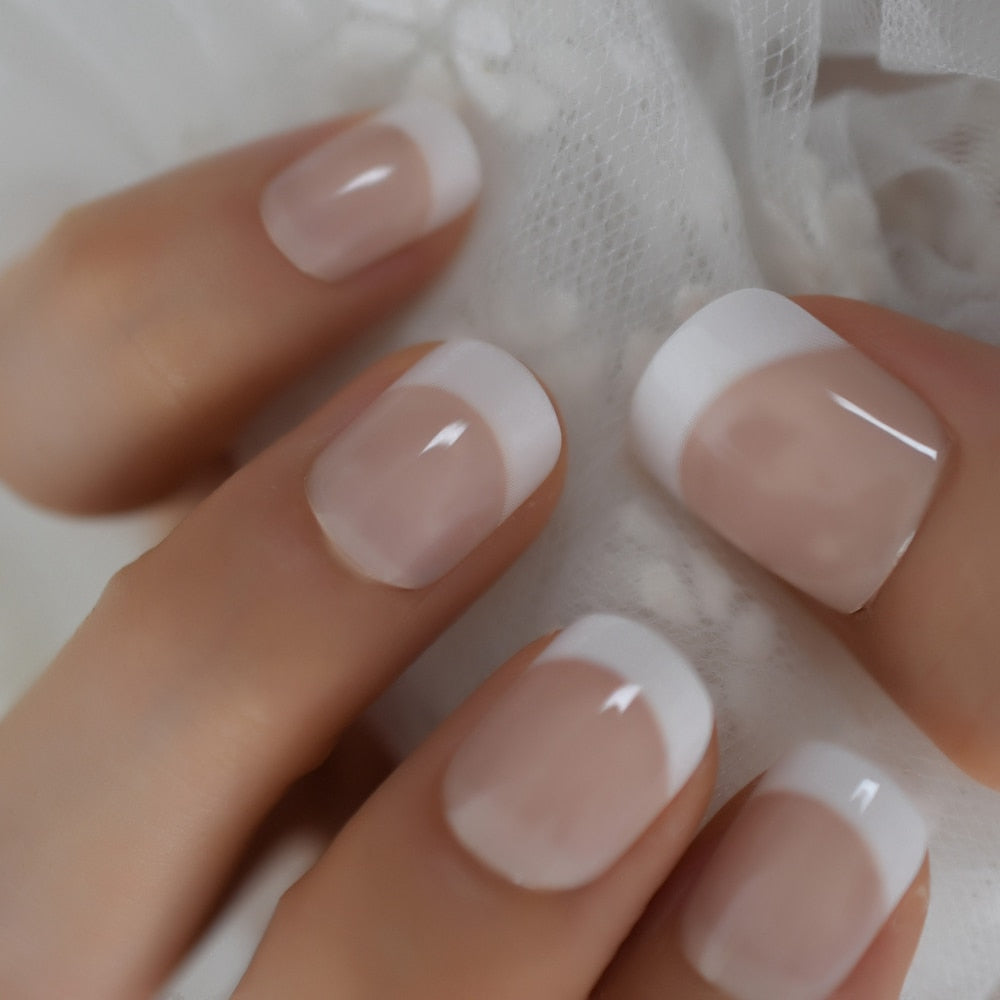 Salon Acrylic Press On French Nails Short Length