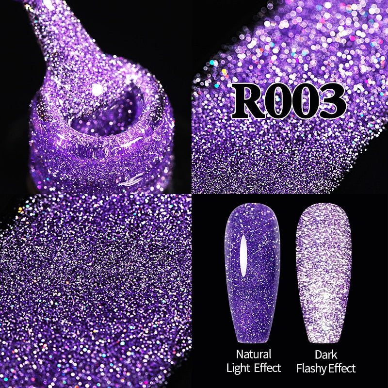 Sparkling Gel Nail Polish Reflective Glitter Semi Permanent Need Base Top Coat 7.5ml