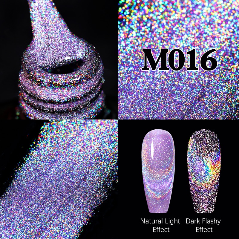 Sparkling Gel Nail Polish Reflective Glitter Semi Permanent Need Base Top Coat 7.5ml