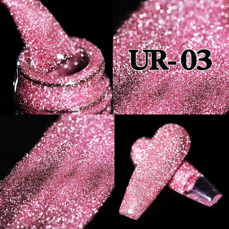 Sparkling Gel Nail Polish Reflective Glitter Semi Permanent Need Base Top Coat 7.5ml