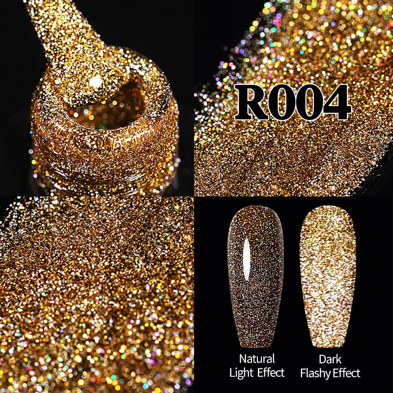 Sparkling Gel Nail Polish Reflective Glitter Semi Permanent Need Base Top Coat 7.5ml