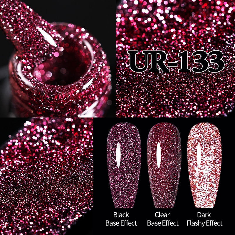 Sparkling Gel Nail Polish Reflective Glitter Semi Permanent Need Base Top Coat 7.5ml