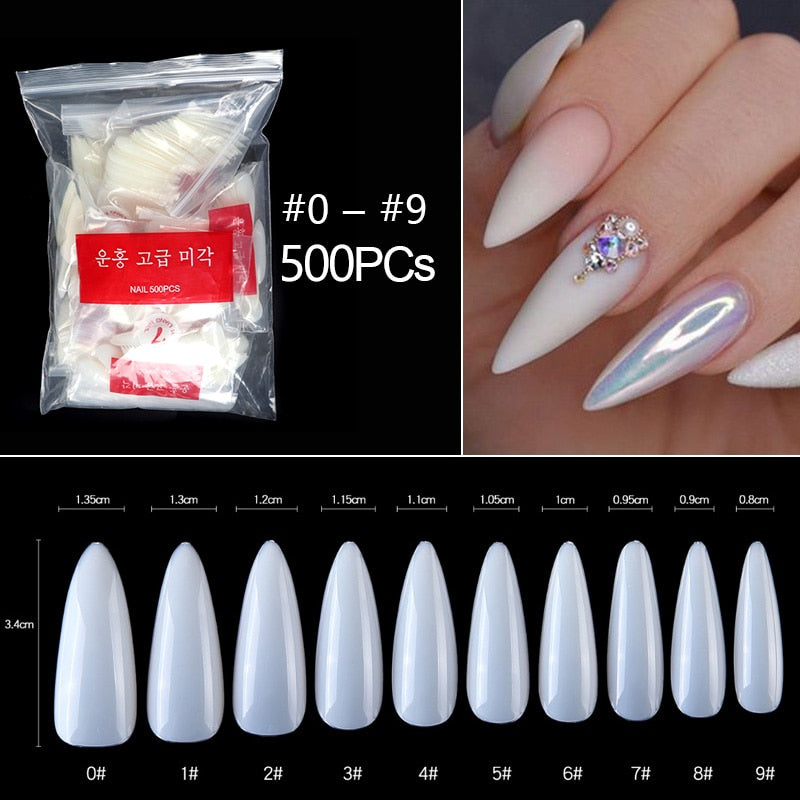 100-500pcs False Ballerina Natural Look Nails
