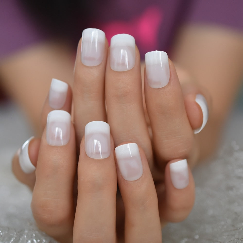 Salon Acrylic Press On French Nails Short Length