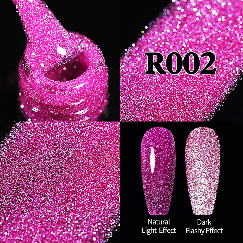 Sparkling Gel Nail Polish Reflective Glitter Semi Permanent Need Base Top Coat 7.5ml