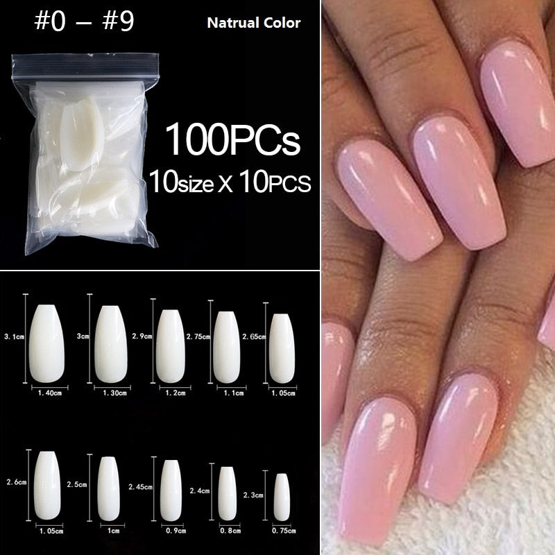 100-500pcs False Ballerina Natural Look Nails