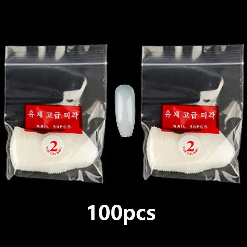 100-500pcs False Ballerina Natural Look Nails