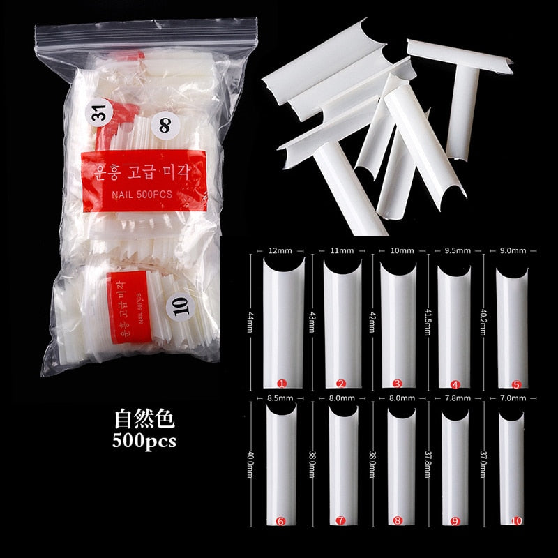 100-500pcs False Ballerina Natural Look Nails