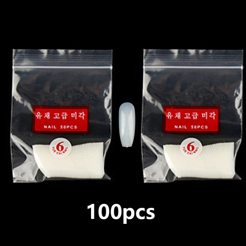 100-500pcs False Ballerina Natural Look Nails