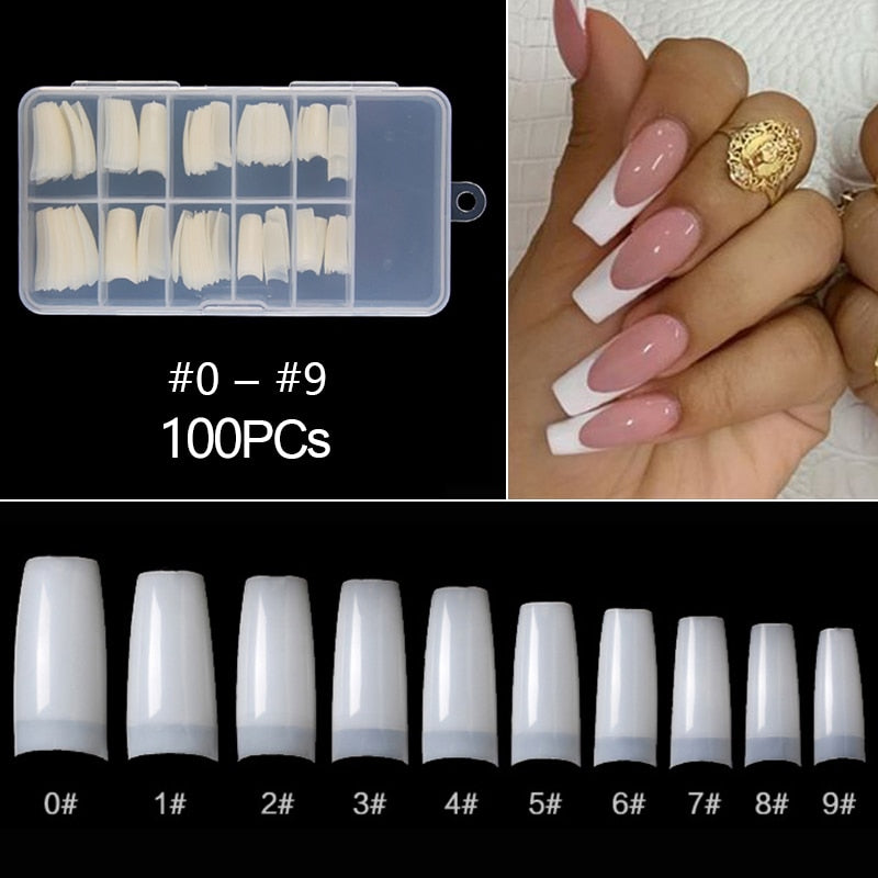 100-500pcs False Ballerina Natural Look Nails
