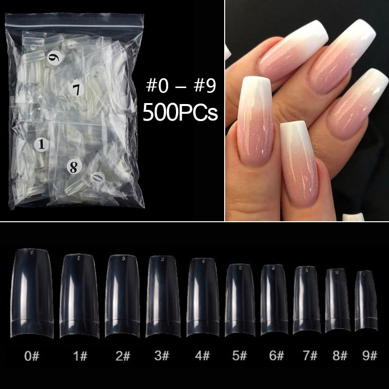 100-500pcs False Ballerina Natural Look Nails