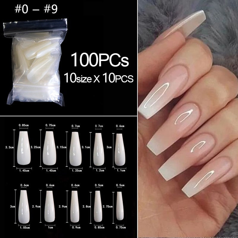 100-500pcs False Ballerina Natural Look Nails