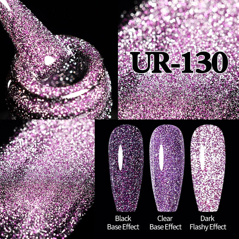 Sparkling Gel Nail Polish Reflective Glitter Semi Permanent Need Base Top Coat 7.5ml