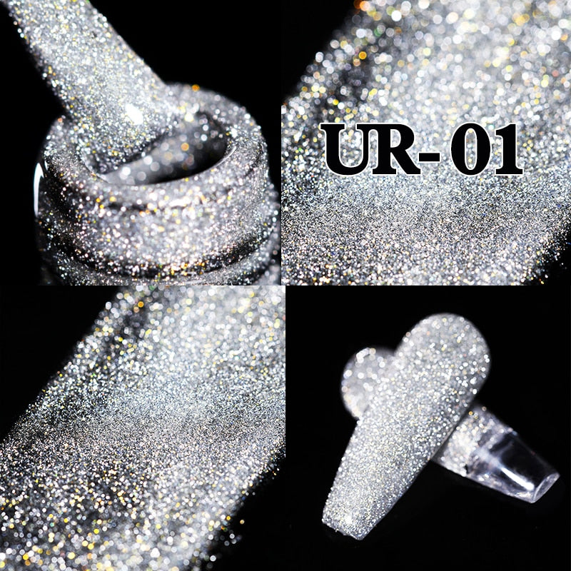 Sparkling Gel Nail Polish Reflective Glitter Semi Permanent Need Base Top Coat 7.5ml