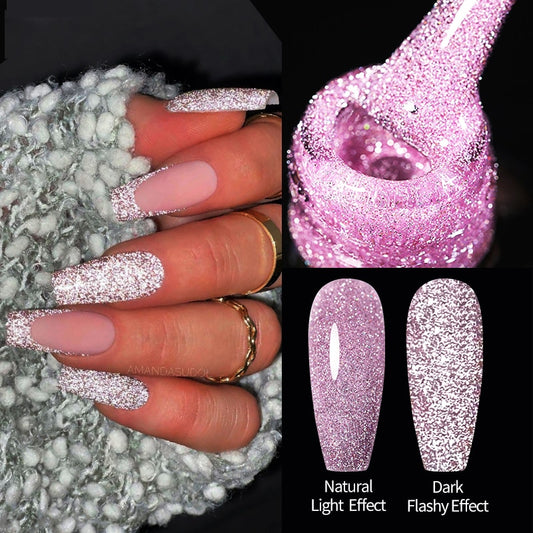 Sparkling Gel Nail Polish Reflective Glitter Semi Permanent Need Base Top Coat 7.5ml