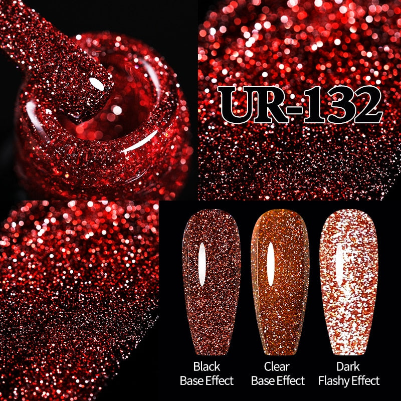 Sparkling Gel Nail Polish Reflective Glitter Semi Permanent Need Base Top Coat 7.5ml