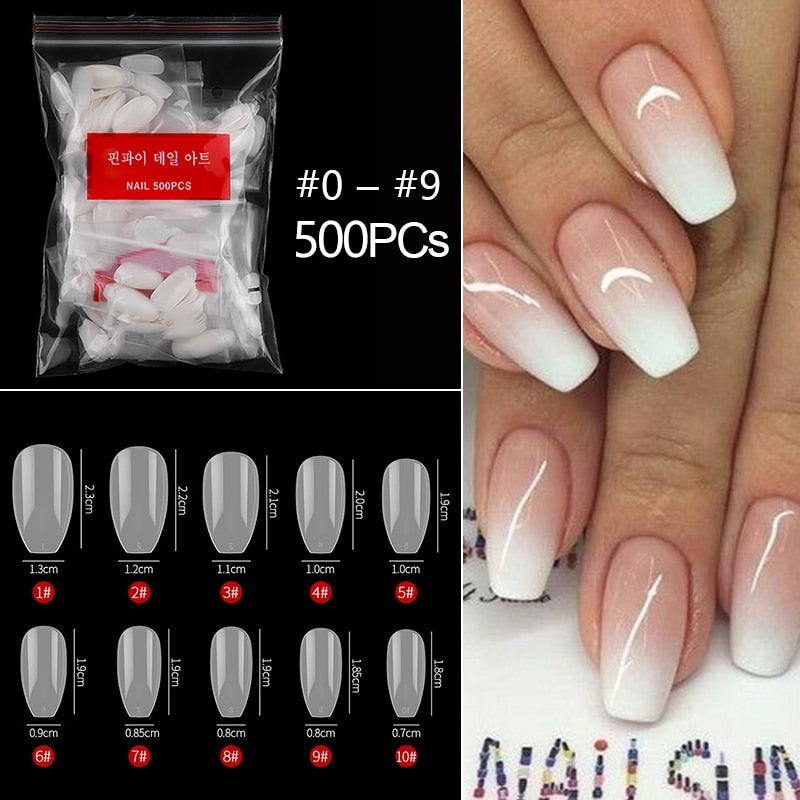 100-500pcs False Ballerina Natural Look Nails