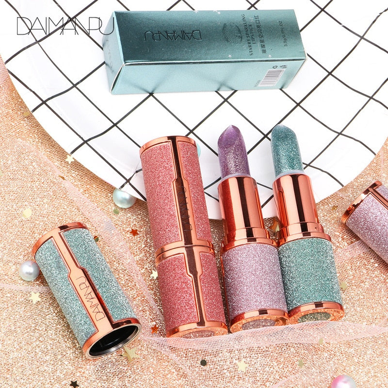 Color Changing Glitter Lipstick - Waterproof Long Lasting Matte Lip Tint Red Pink