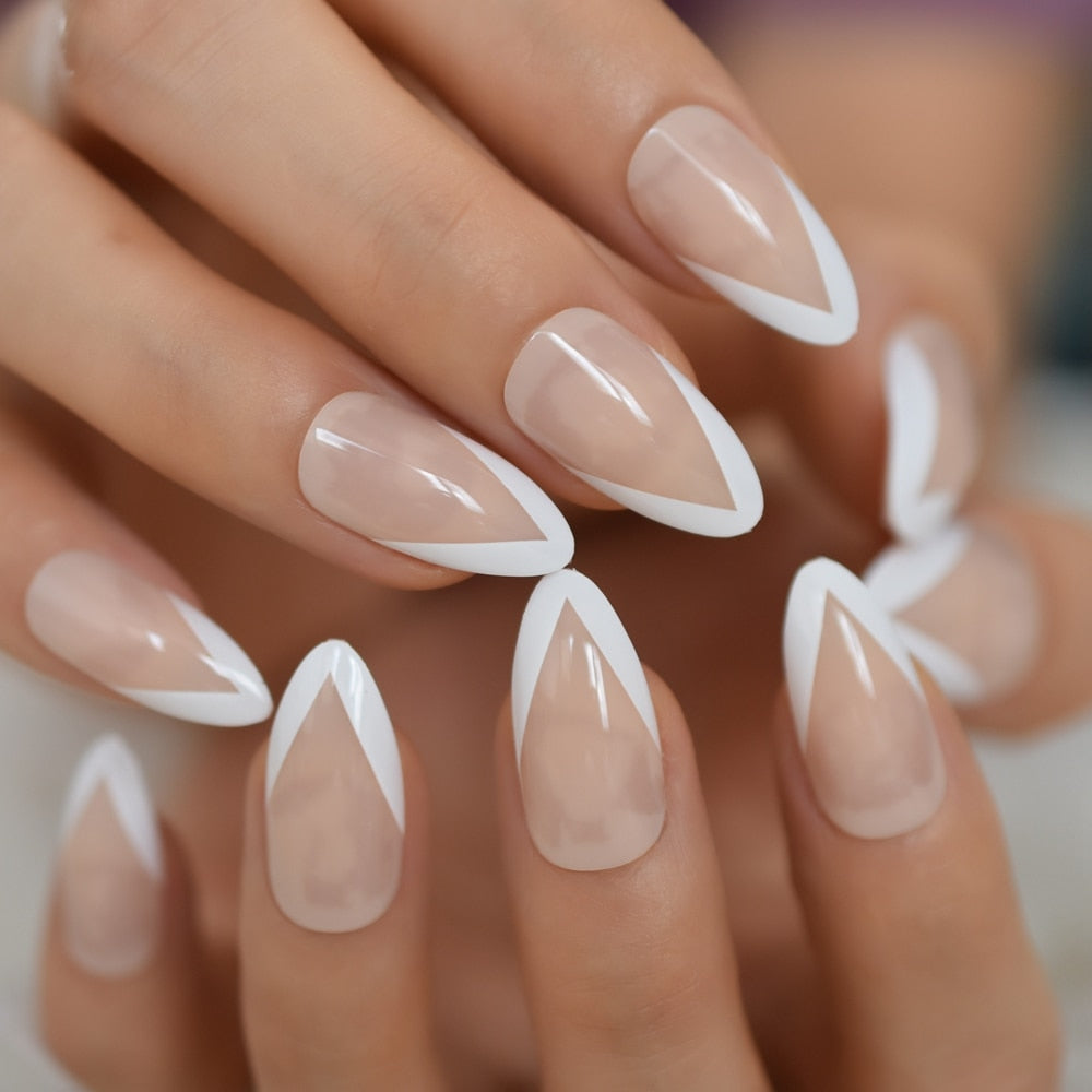 Salon Acrylic Press On French Nails Short Length