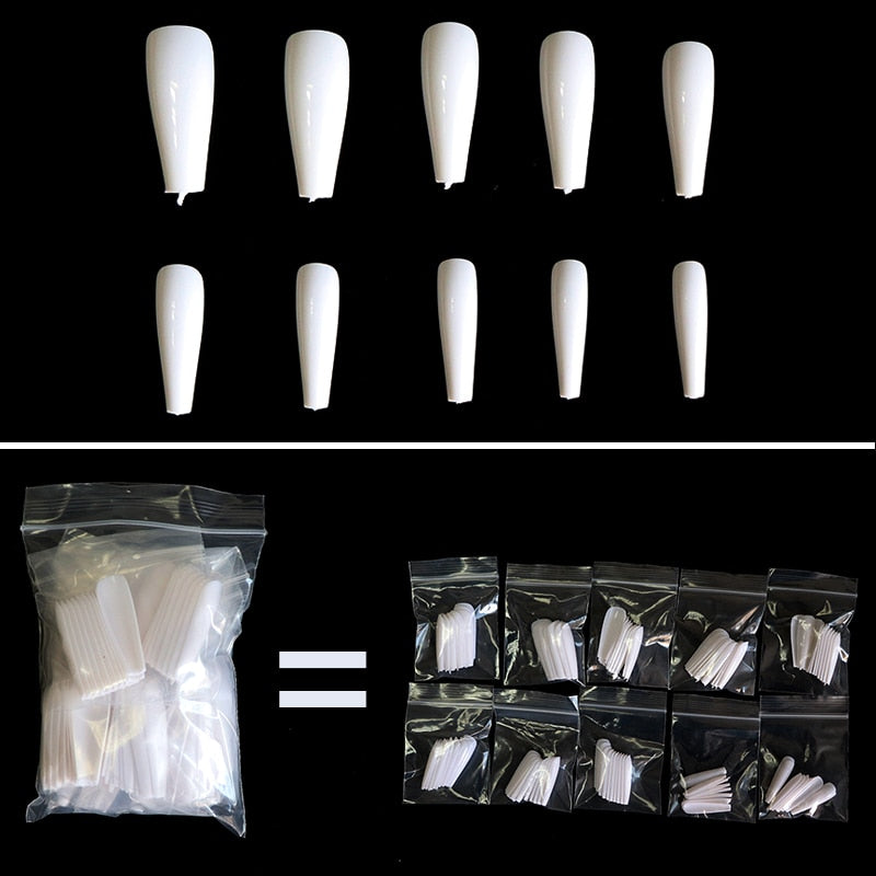 100-500pcs False Ballerina Natural Look Nails