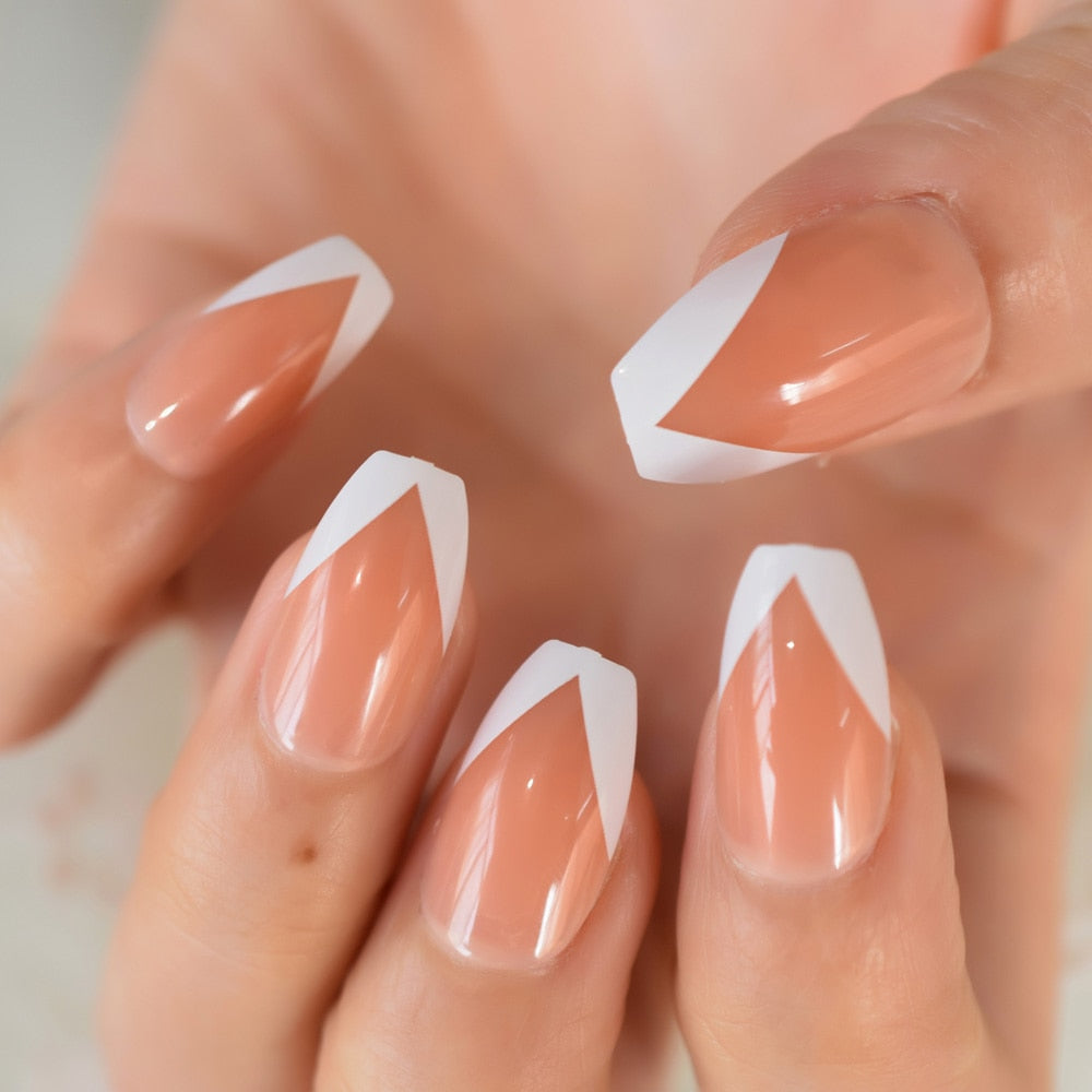 Salon Acrylic Press On French Nails Short Length
