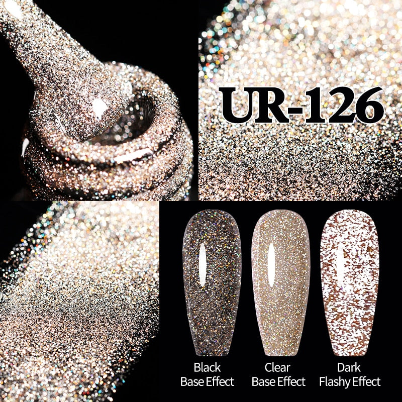 Sparkling Gel Nail Polish Reflective Glitter Semi Permanent Need Base Top Coat 7.5ml
