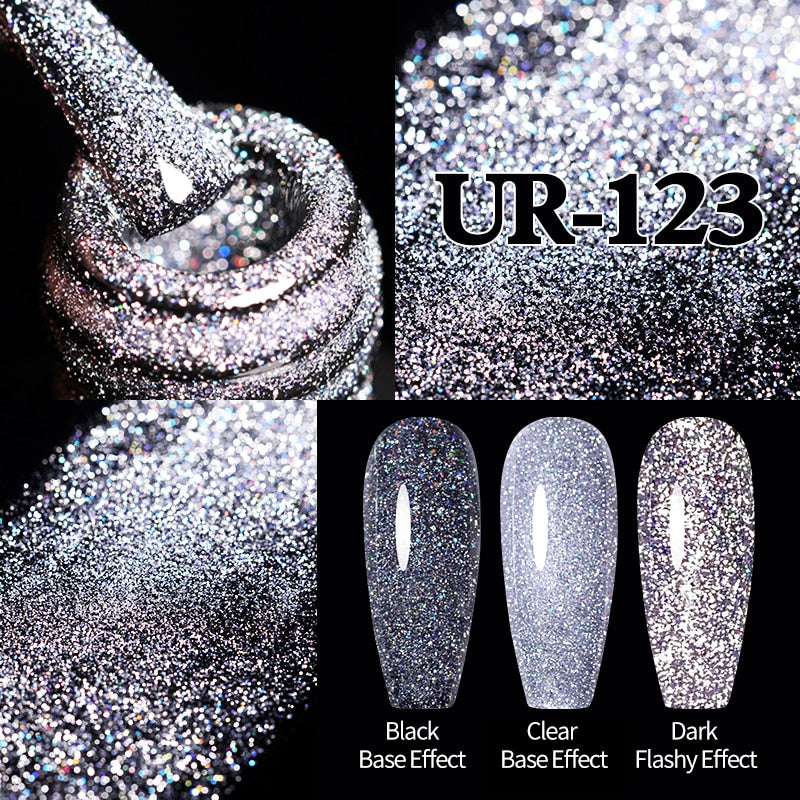 Sparkling Gel Nail Polish Reflective Glitter Semi Permanent Need Base Top Coat 7.5ml