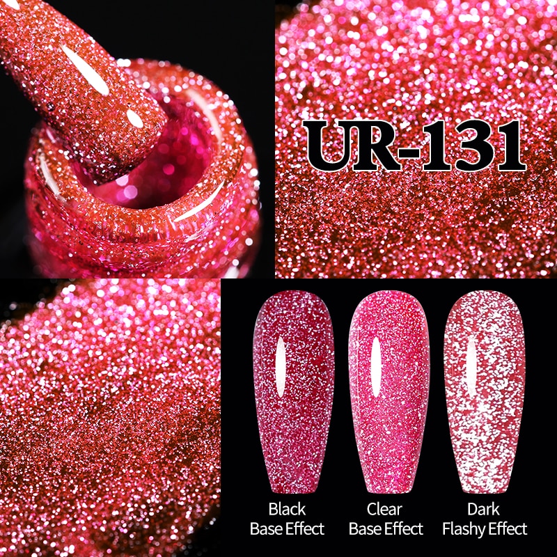 Sparkling Gel Nail Polish Reflective Glitter Semi Permanent Need Base Top Coat 7.5ml